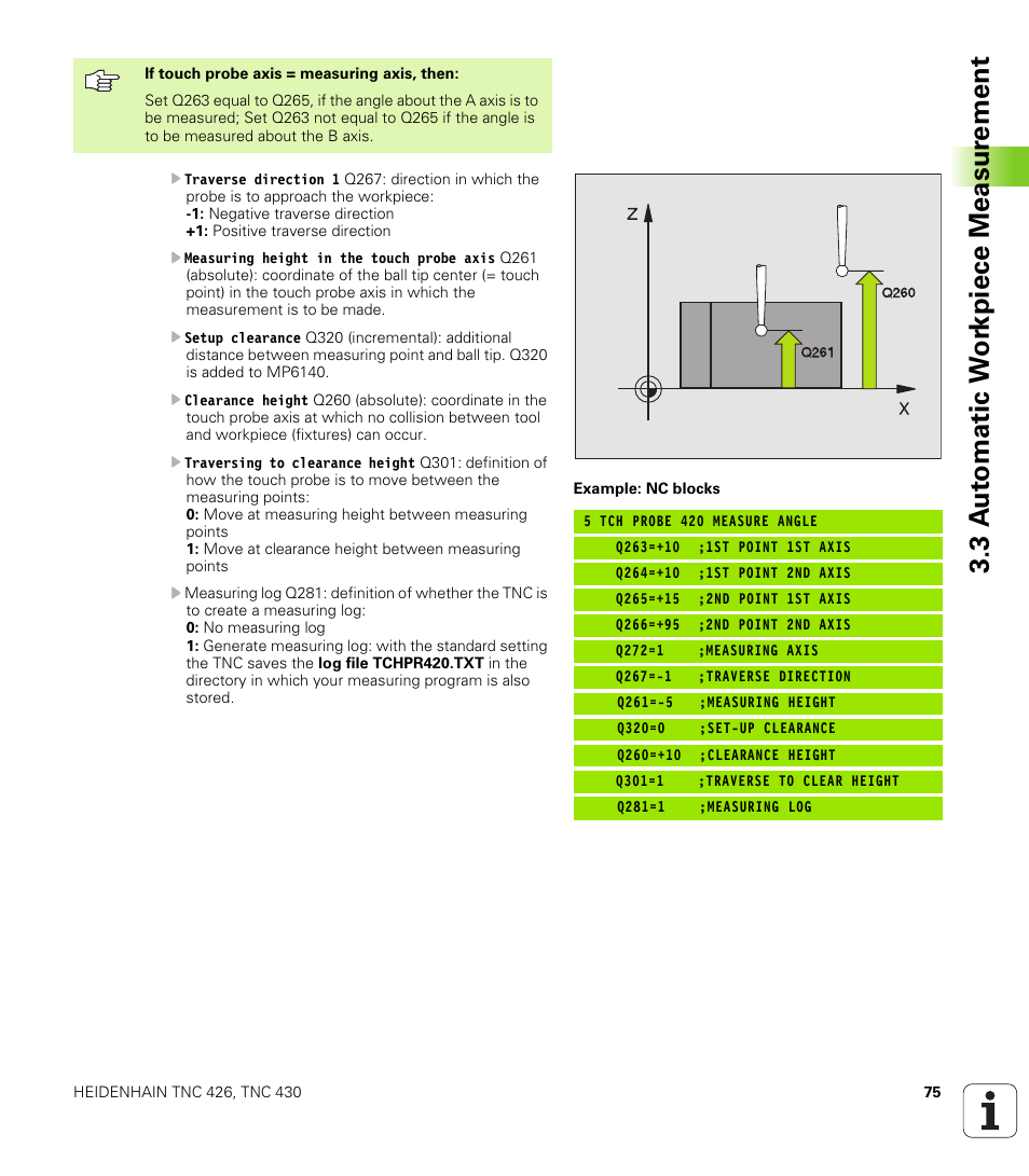 3 a u to matic w o rk piece measur ement | HEIDENHAIN TNC 426B (280 472) Touch Probe Cycles User Manual | Page 87 / 157