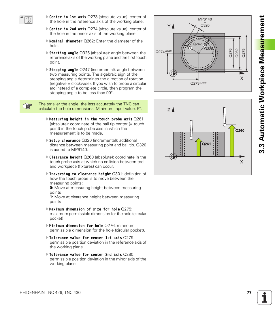 3 a u to matic w o rk piece measur ement | HEIDENHAIN TNC 426B (280 472) Touch Probe Cycles User Manual | Page 89 / 157