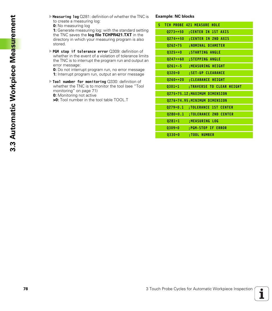 3 a u to matic w o rk piece measur ement | HEIDENHAIN TNC 426B (280 472) Touch Probe Cycles User Manual | Page 90 / 157