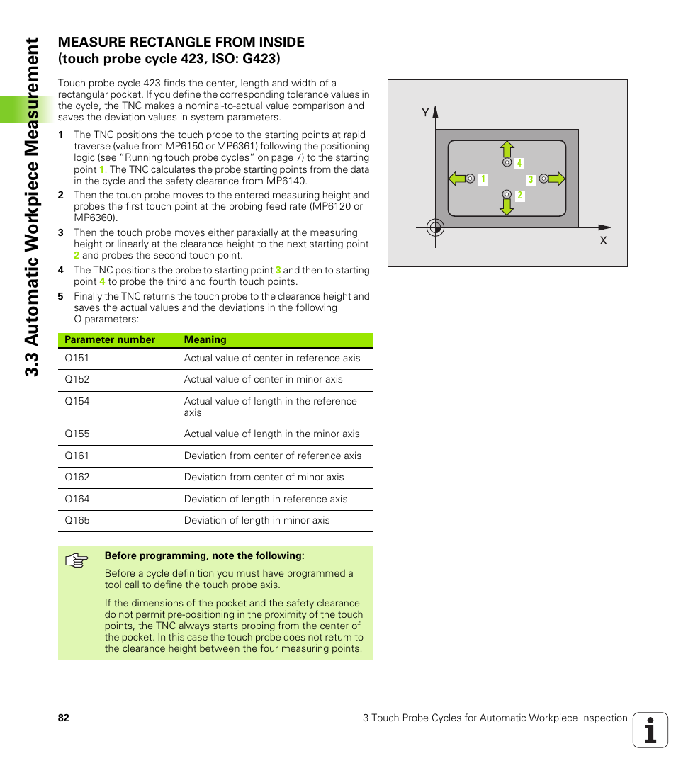 3 a u to matic w o rk piece measur ement | HEIDENHAIN TNC 426B (280 472) Touch Probe Cycles User Manual | Page 94 / 157