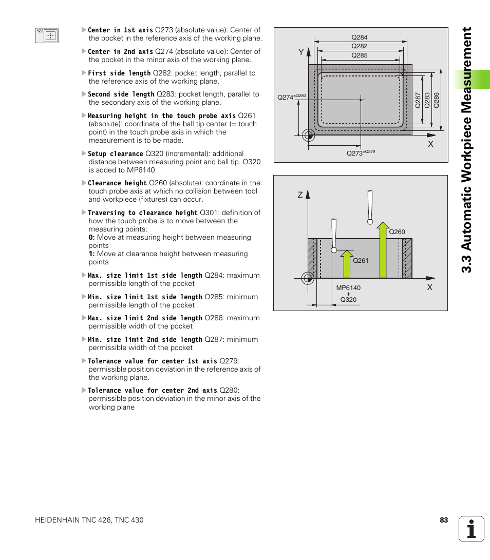 3 a u to matic w o rk piece measur ement | HEIDENHAIN TNC 426B (280 472) Touch Probe Cycles User Manual | Page 95 / 157