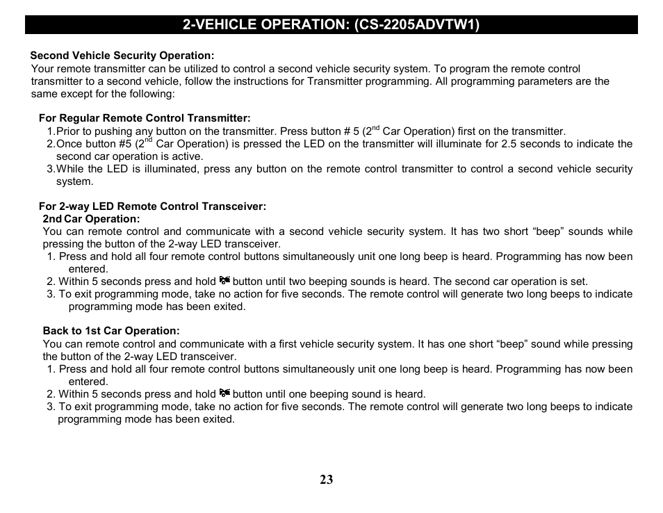 Crimestopper Security Products CS-2205 User Manual | Page 23 / 32