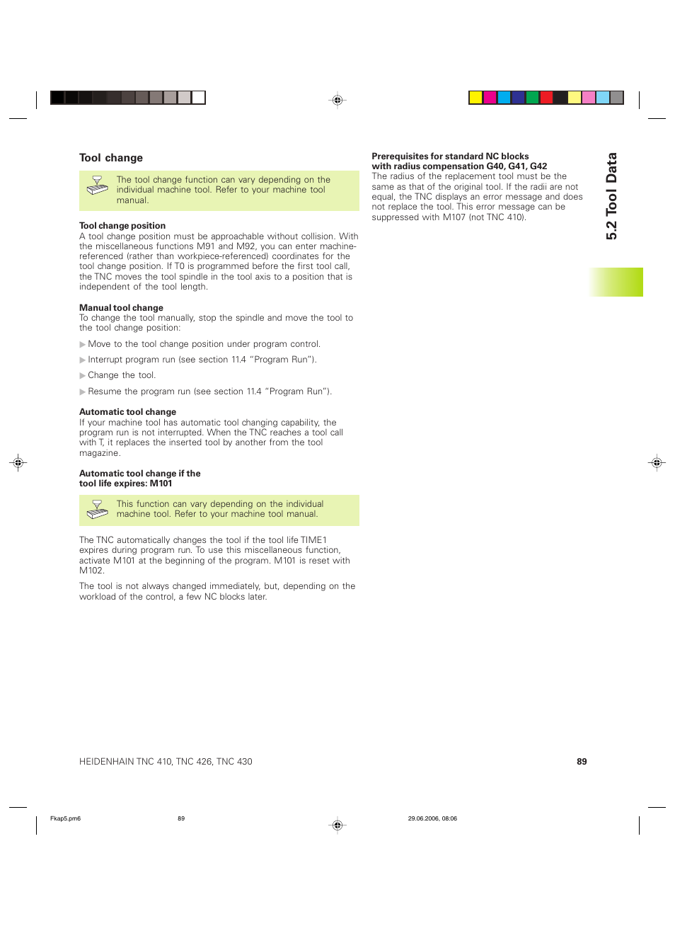 2 t ool d ata | HEIDENHAIN TNC 426B (280 472) ISO programming User Manual | Page 105 / 389