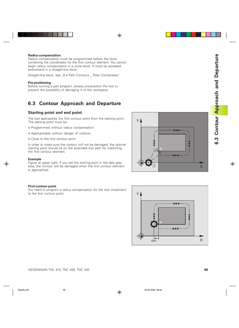 3 contour approach and departure, 3 cont our appr oac h and depar tu re | HEIDENHAIN TNC 426B (280 472) ISO programming User Manual | Page 115 / 389