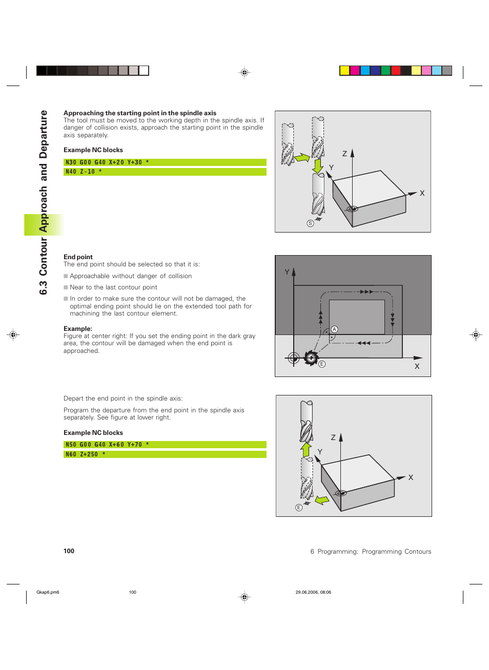 3 cont our appr oac h and depar tu re | HEIDENHAIN TNC 426B (280 472) ISO programming User Manual | Page 116 / 389