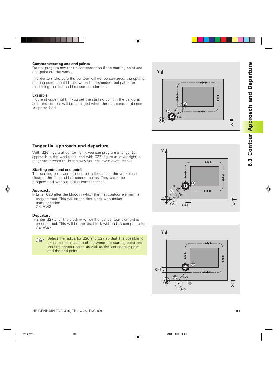 3 cont our appr oac h and depar tu re | HEIDENHAIN TNC 426B (280 472) ISO programming User Manual | Page 117 / 389