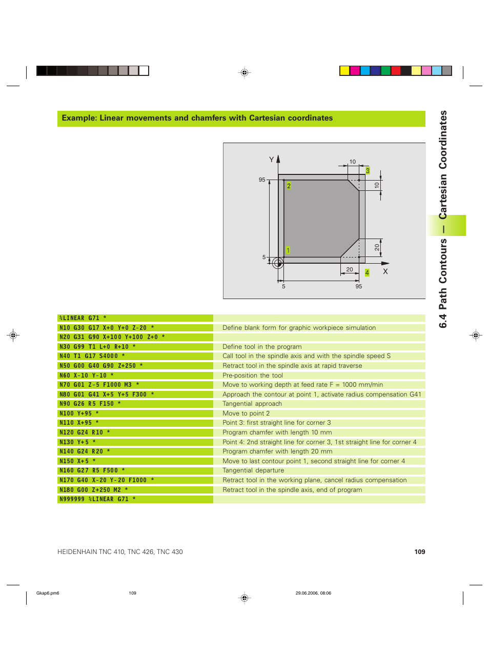 4 p ath cont ours — car tesian coor dinat es | HEIDENHAIN TNC 426B (280 472) ISO programming User Manual | Page 125 / 389