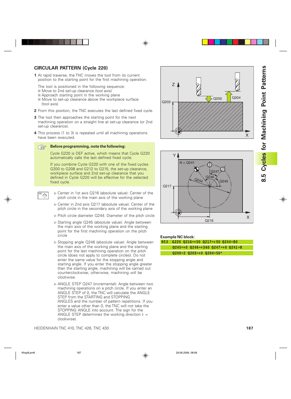 5 cy cles f or mac hining p oint p a tt er ns | HEIDENHAIN TNC 426B (280 472) ISO programming User Manual | Page 203 / 389