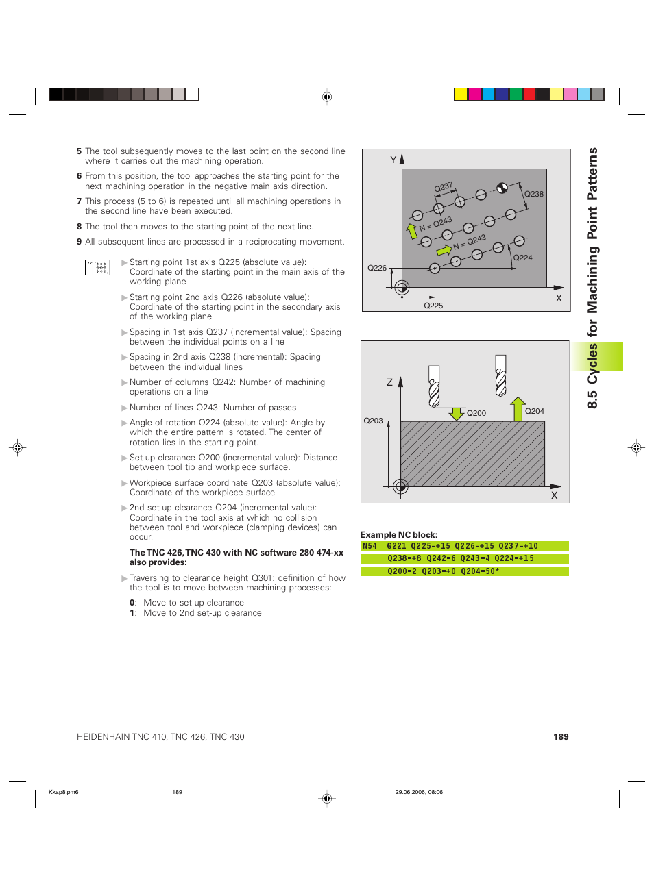 5 cy cles f or mac hining p oint p a tt er ns | HEIDENHAIN TNC 426B (280 472) ISO programming User Manual | Page 205 / 389