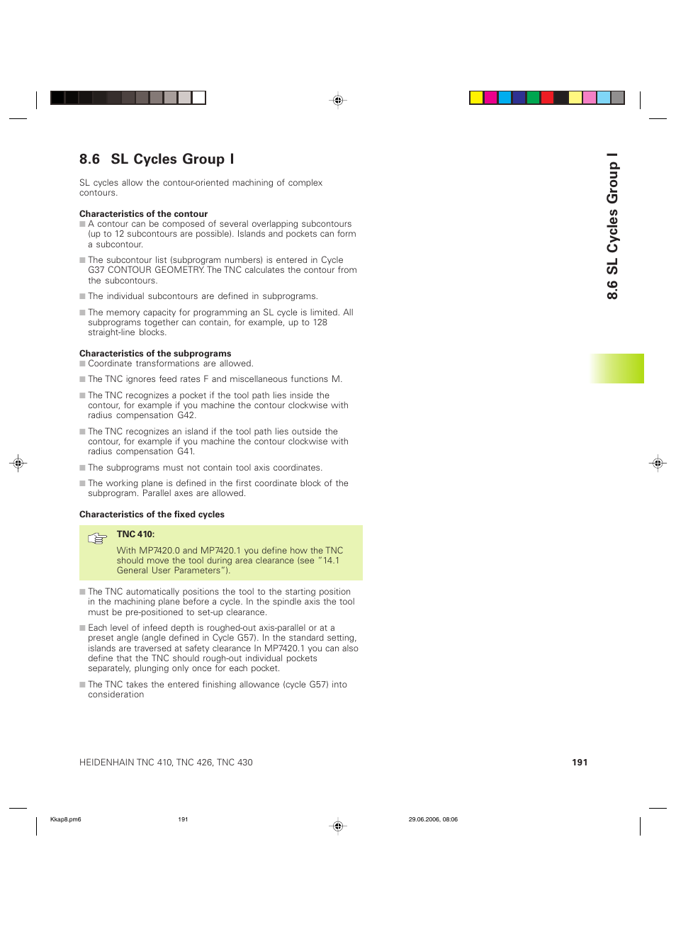 6 sl cycles group i | HEIDENHAIN TNC 426B (280 472) ISO programming User Manual | Page 207 / 389