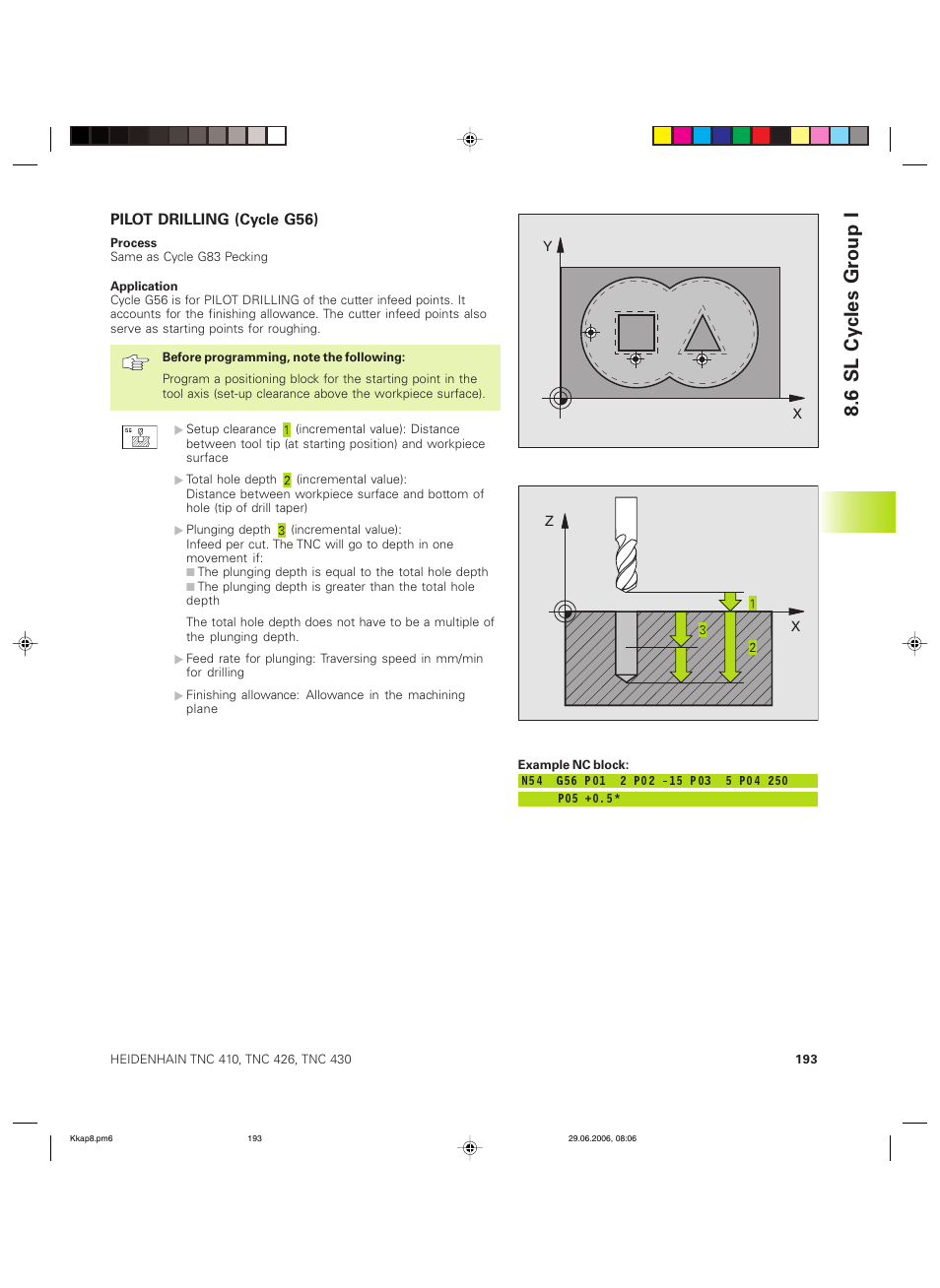 6 sl cycles group i | HEIDENHAIN TNC 426B (280 472) ISO programming User Manual | Page 209 / 389