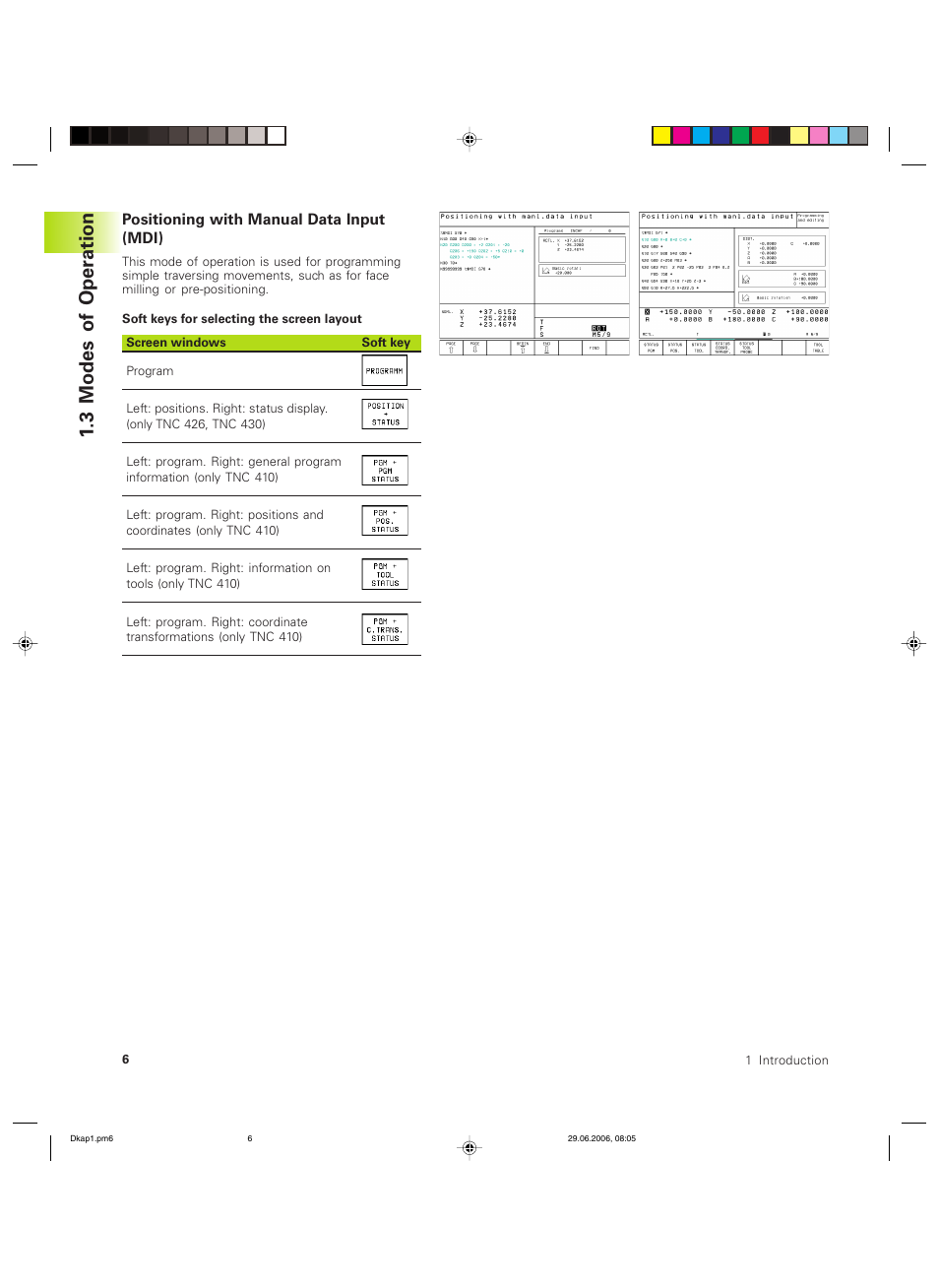 3 modes of oper ation | HEIDENHAIN TNC 426B (280 472) ISO programming User Manual | Page 22 / 389