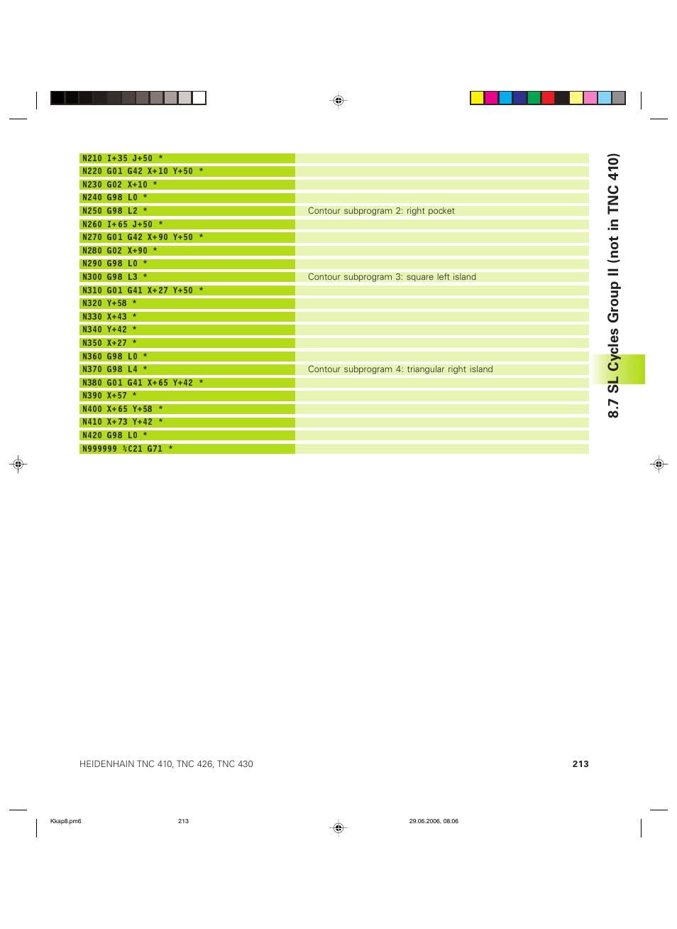 7 sl cy cles gr oup ii (not in tnc 41 0) | HEIDENHAIN TNC 426B (280 472) ISO programming User Manual | Page 229 / 389