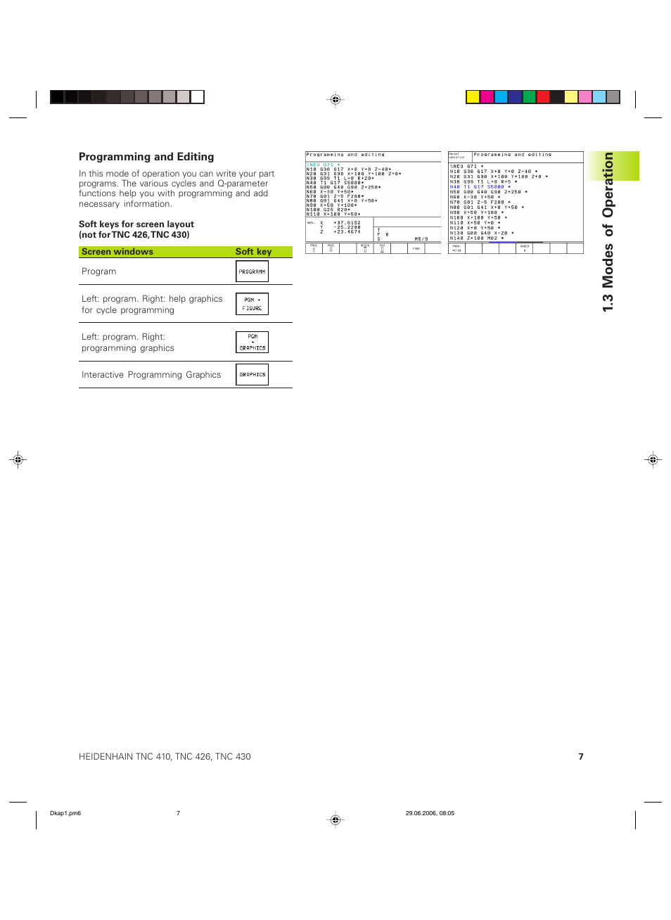 3 modes of oper ation | HEIDENHAIN TNC 426B (280 472) ISO programming User Manual | Page 23 / 389