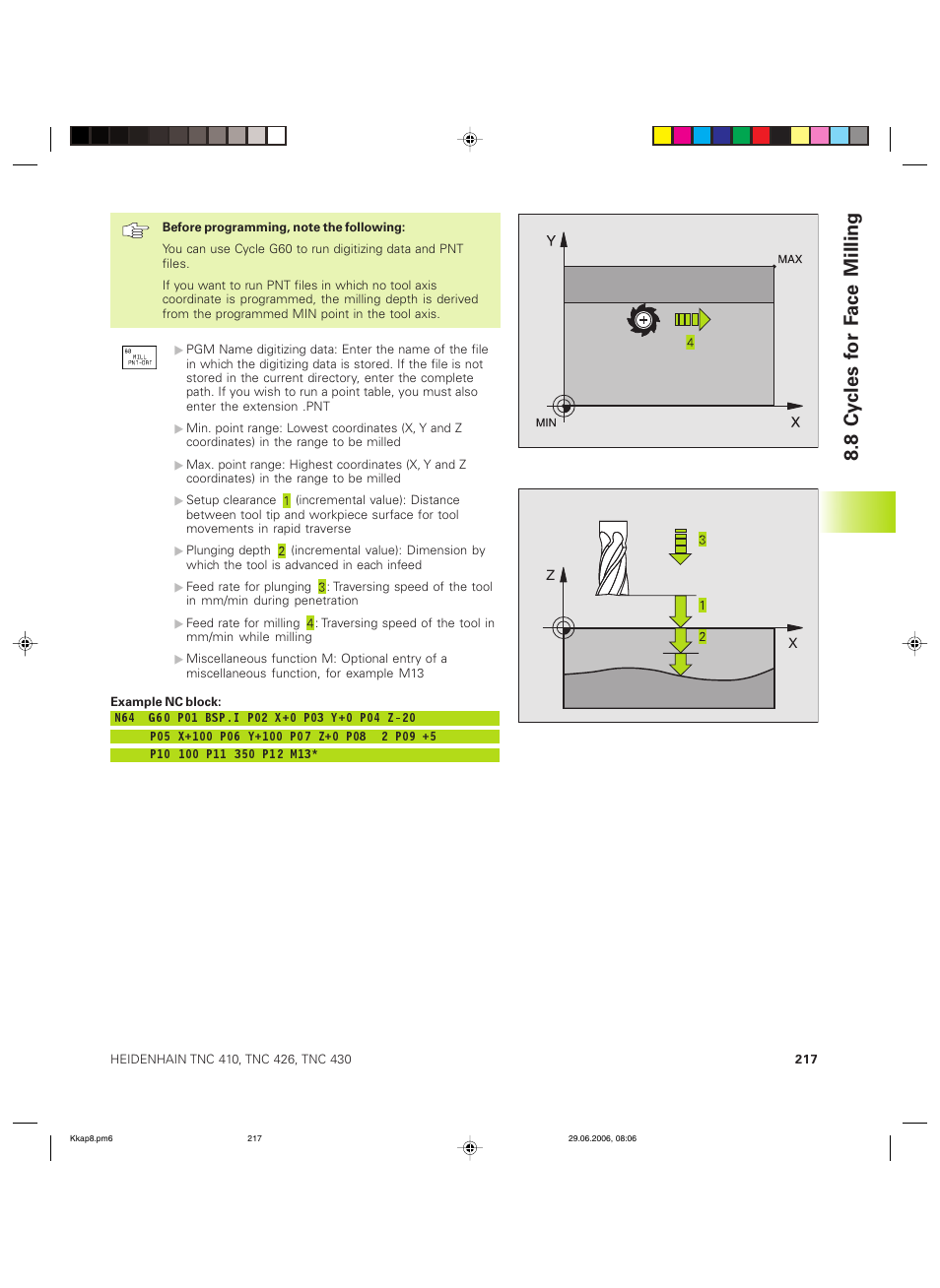 8 cy cles f or f ace milling | HEIDENHAIN TNC 426B (280 472) ISO programming User Manual | Page 233 / 389