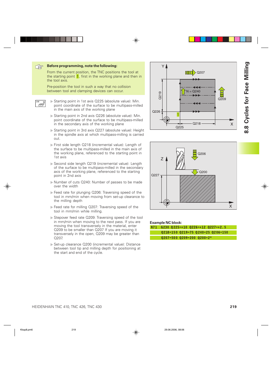 8 cy cles f or f ace milling | HEIDENHAIN TNC 426B (280 472) ISO programming User Manual | Page 235 / 389