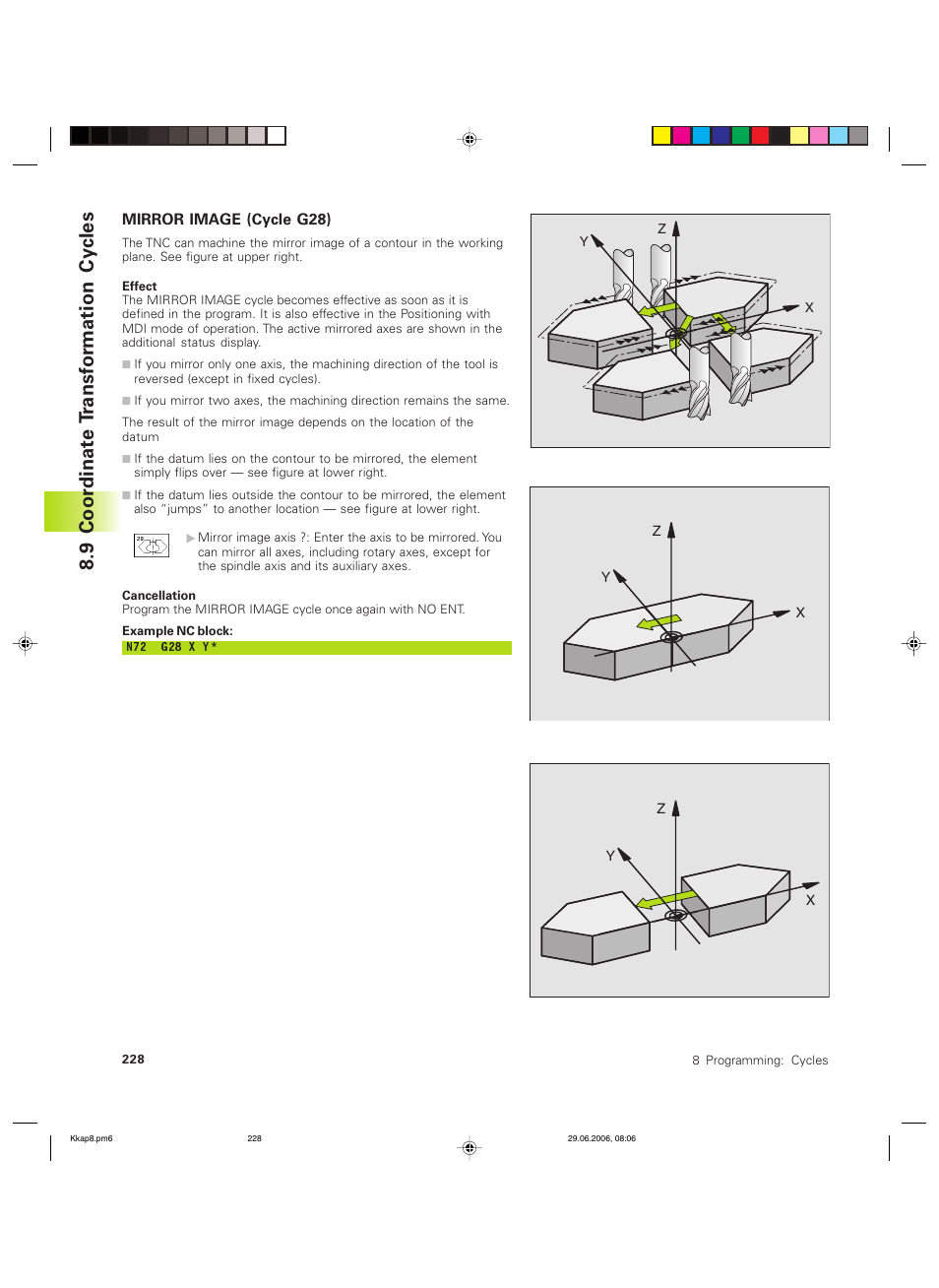 9 coor dinat e t ransf or mation cy cles | HEIDENHAIN TNC 426B (280 472) ISO programming User Manual | Page 244 / 389