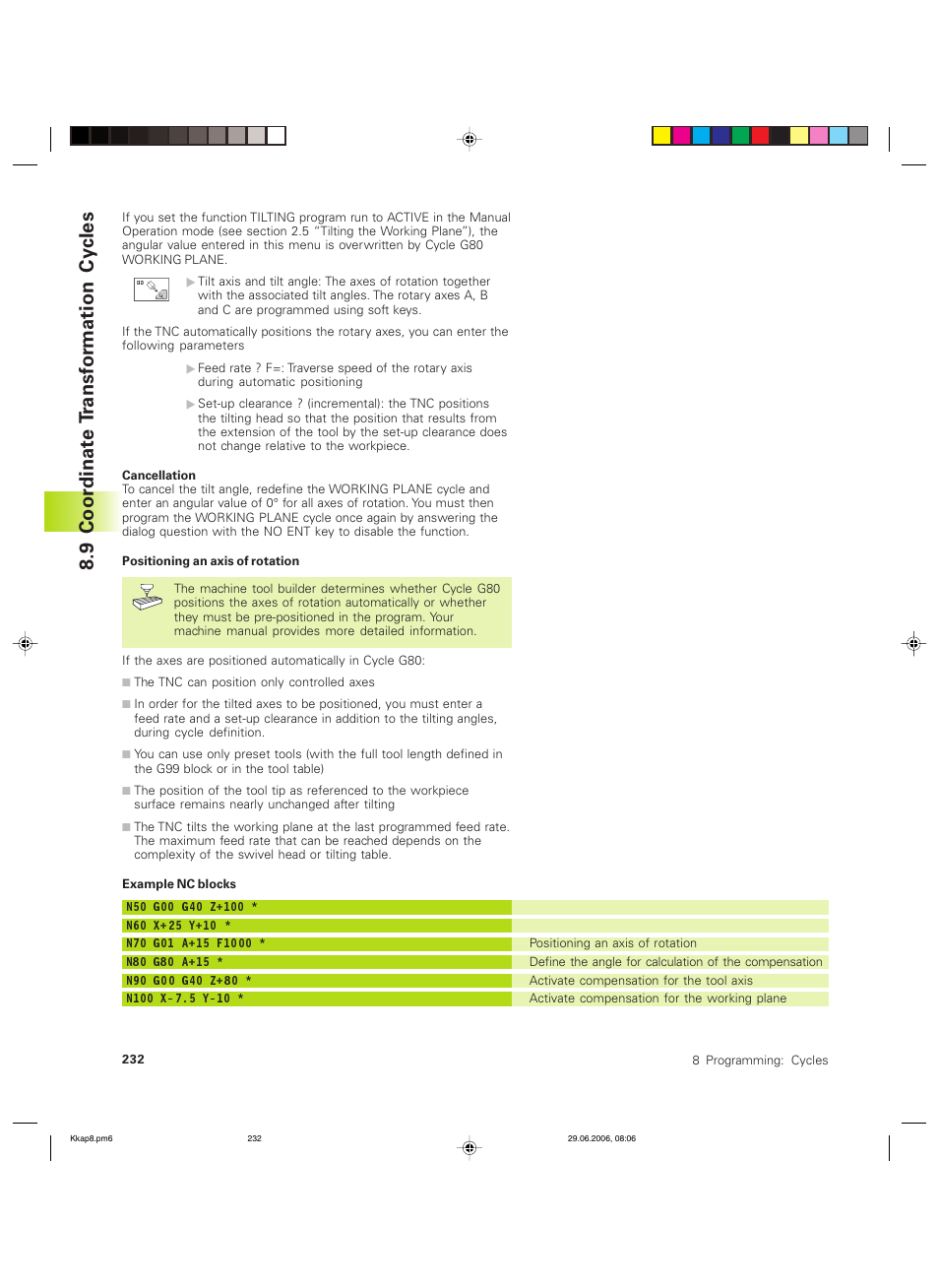 9 coor dinat e t ransf or mation cy cles | HEIDENHAIN TNC 426B (280 472) ISO programming User Manual | Page 248 / 389