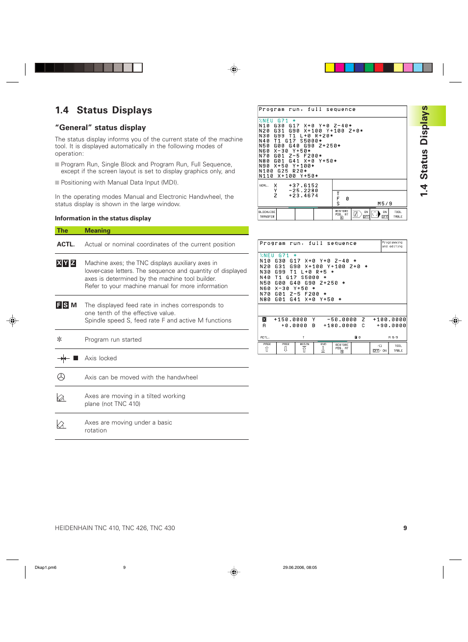 4 status displays, 4 stat us displa ys | HEIDENHAIN TNC 426B (280 472) ISO programming User Manual | Page 25 / 389