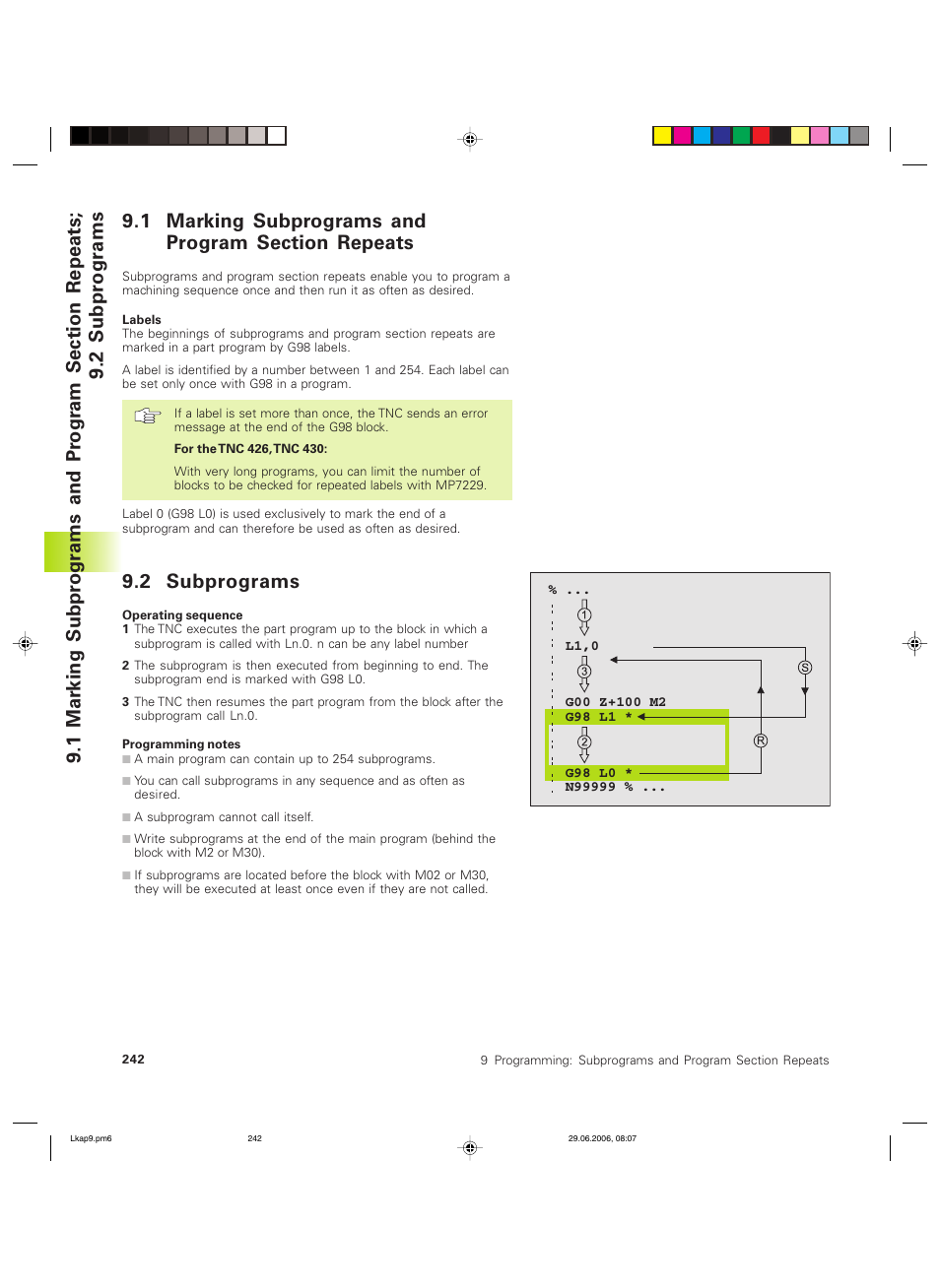 2 subprograms | HEIDENHAIN TNC 426B (280 472) ISO programming User Manual | Page 258 / 389