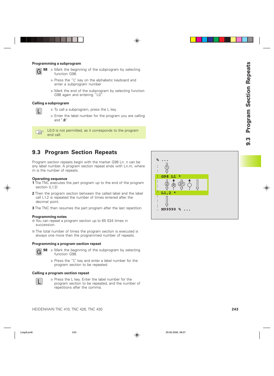 HEIDENHAIN TNC 426B (280 472) ISO programming User Manual | Page 259 / 389