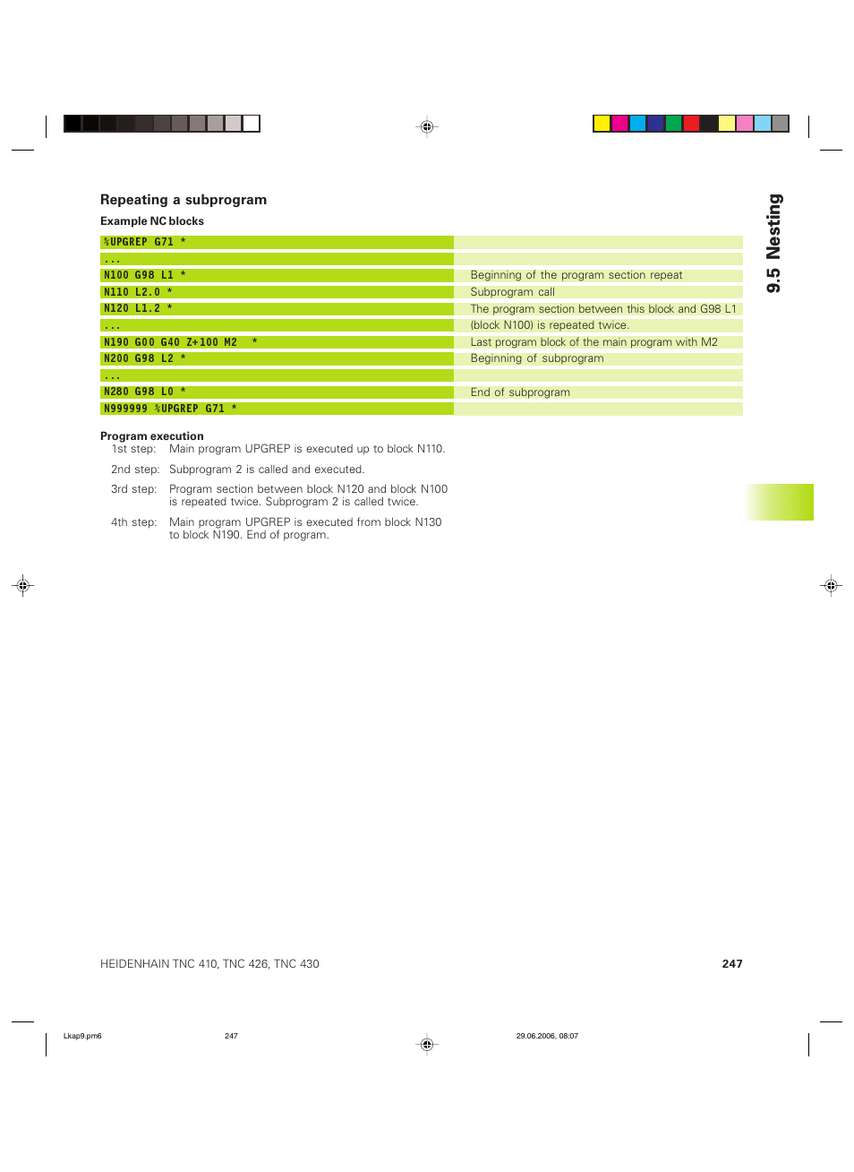 5 nesting9.5 nesting | HEIDENHAIN TNC 426B (280 472) ISO programming User Manual | Page 263 / 389