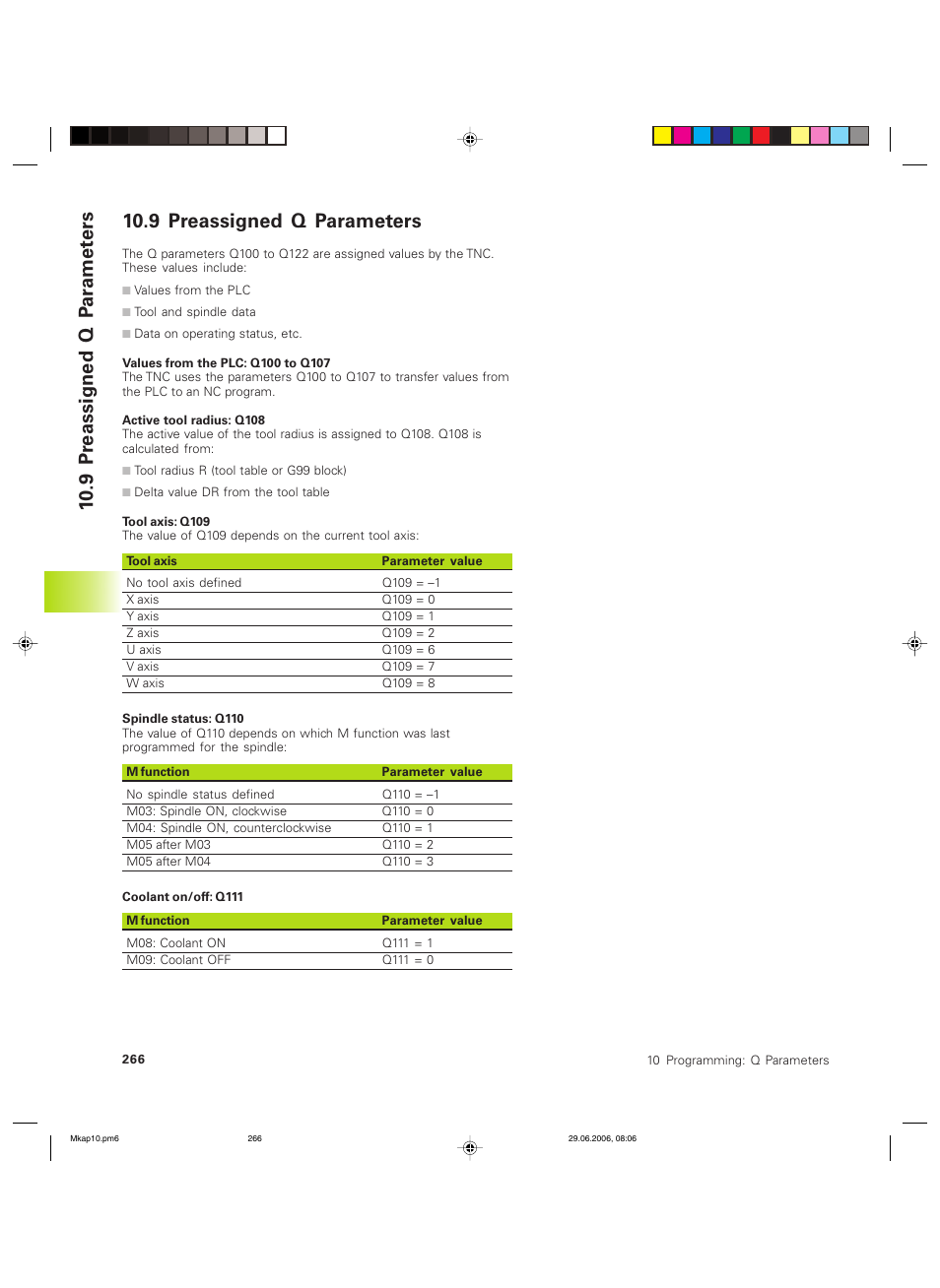 9 preassigned q parameters | HEIDENHAIN TNC 426B (280 472) ISO programming User Manual | Page 281 / 389