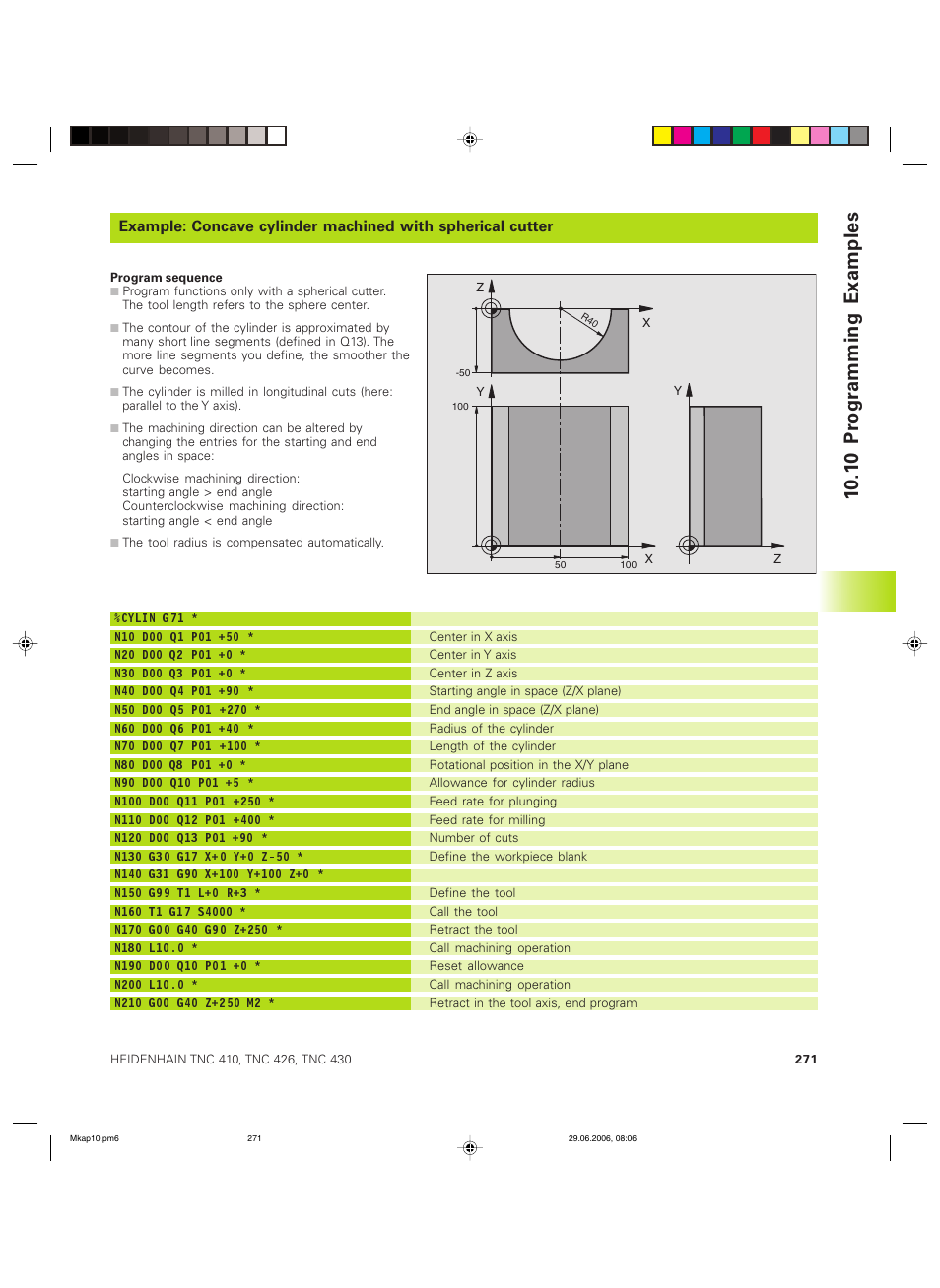 1 0 pr ogr amming examples | HEIDENHAIN TNC 426B (280 472) ISO programming User Manual | Page 286 / 389