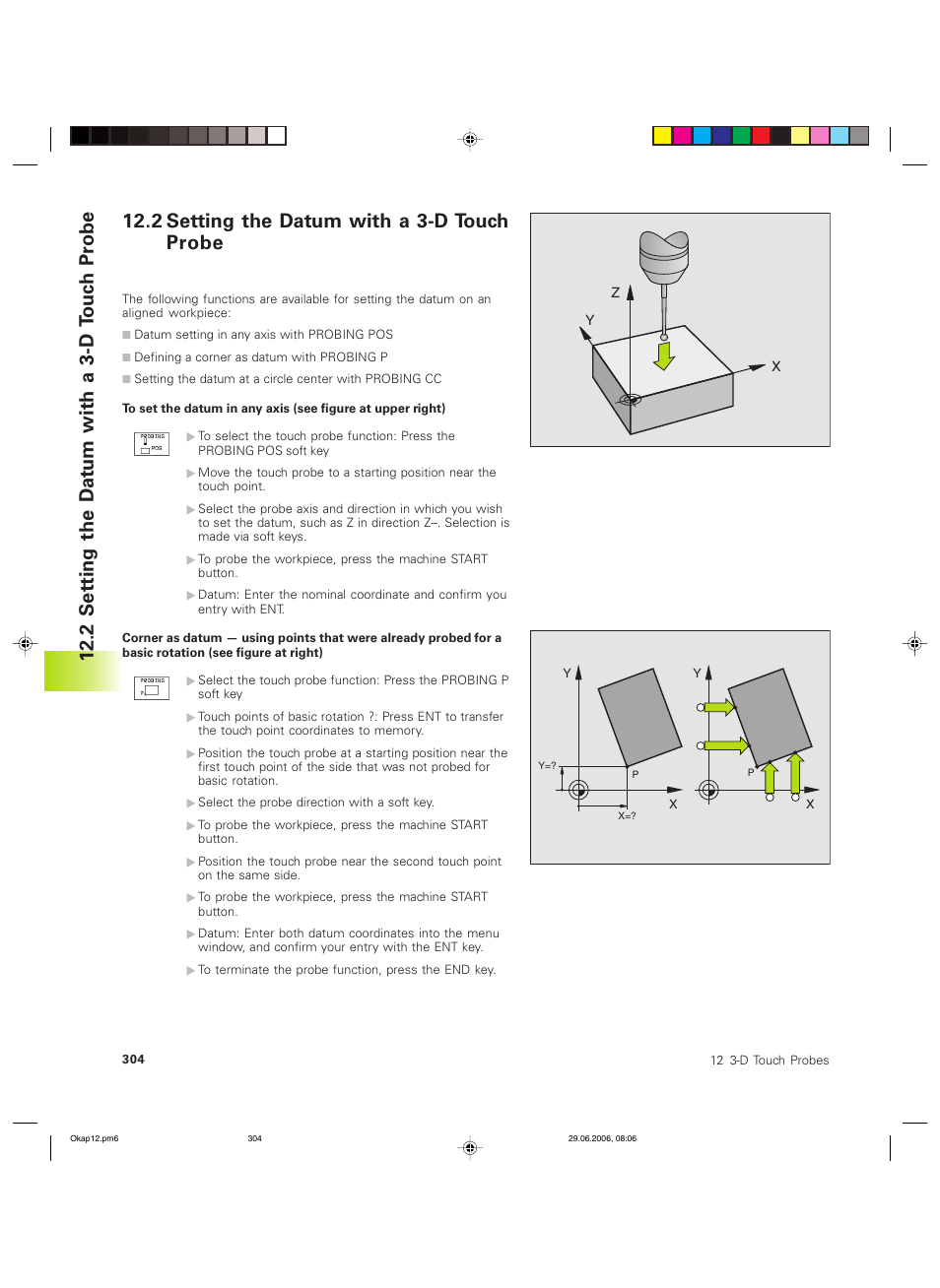 2 setting the datum with a 3-d touch probe, 2 set ting the d at um with a 3-d touc h pr obe | HEIDENHAIN TNC 426B (280 472) ISO programming User Manual | Page 319 / 389