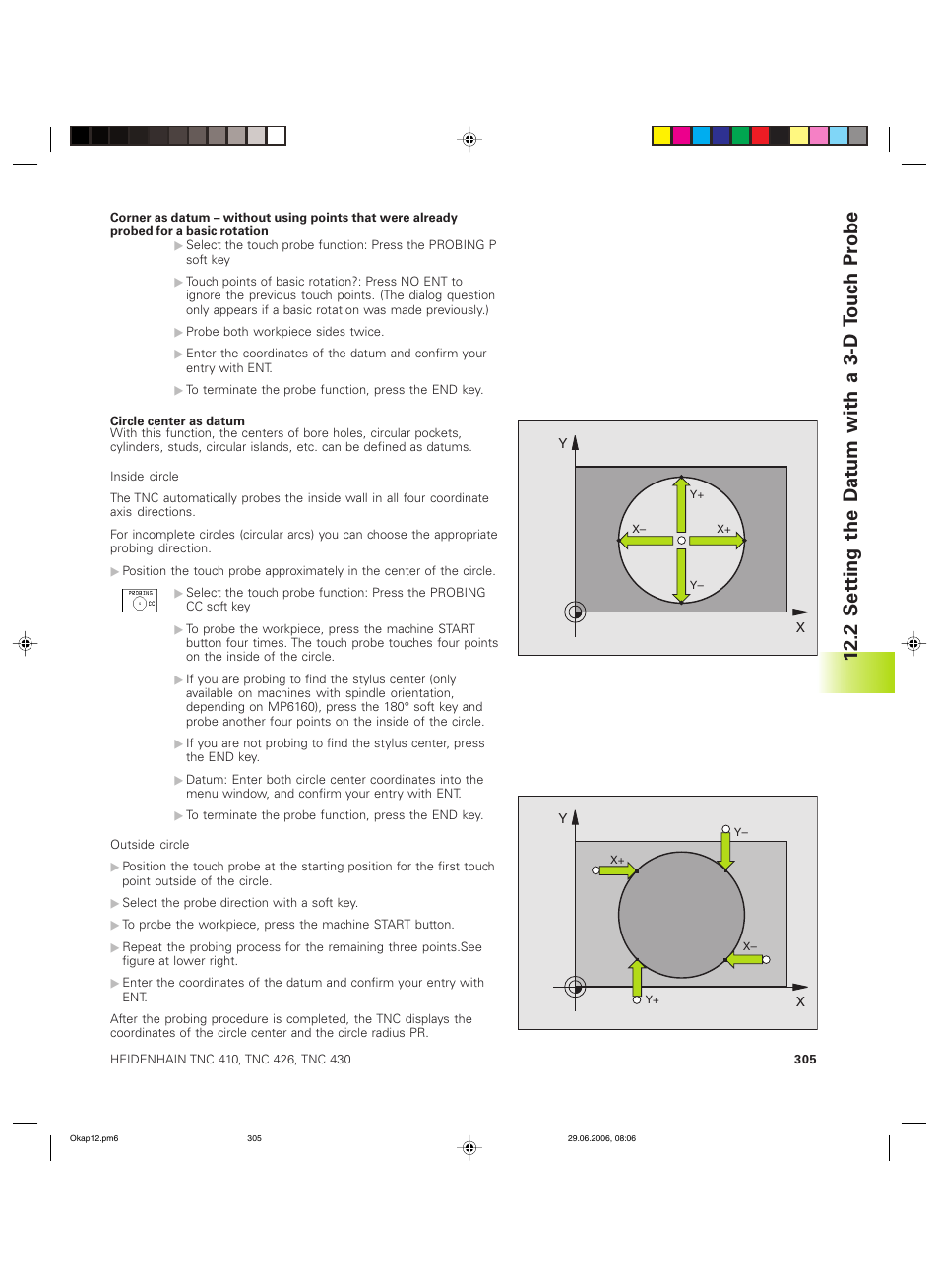 2 set ting the d at um with a 3-d touc h pr obe | HEIDENHAIN TNC 426B (280 472) ISO programming User Manual | Page 320 / 389