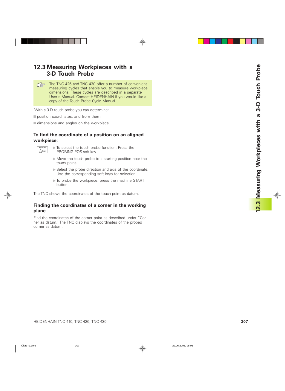 3 measuring workpieces with a 3-d touch probe, 3 measur ing w o rkpieces with a 3-d touc h p robe | HEIDENHAIN TNC 426B (280 472) ISO programming User Manual | Page 322 / 389