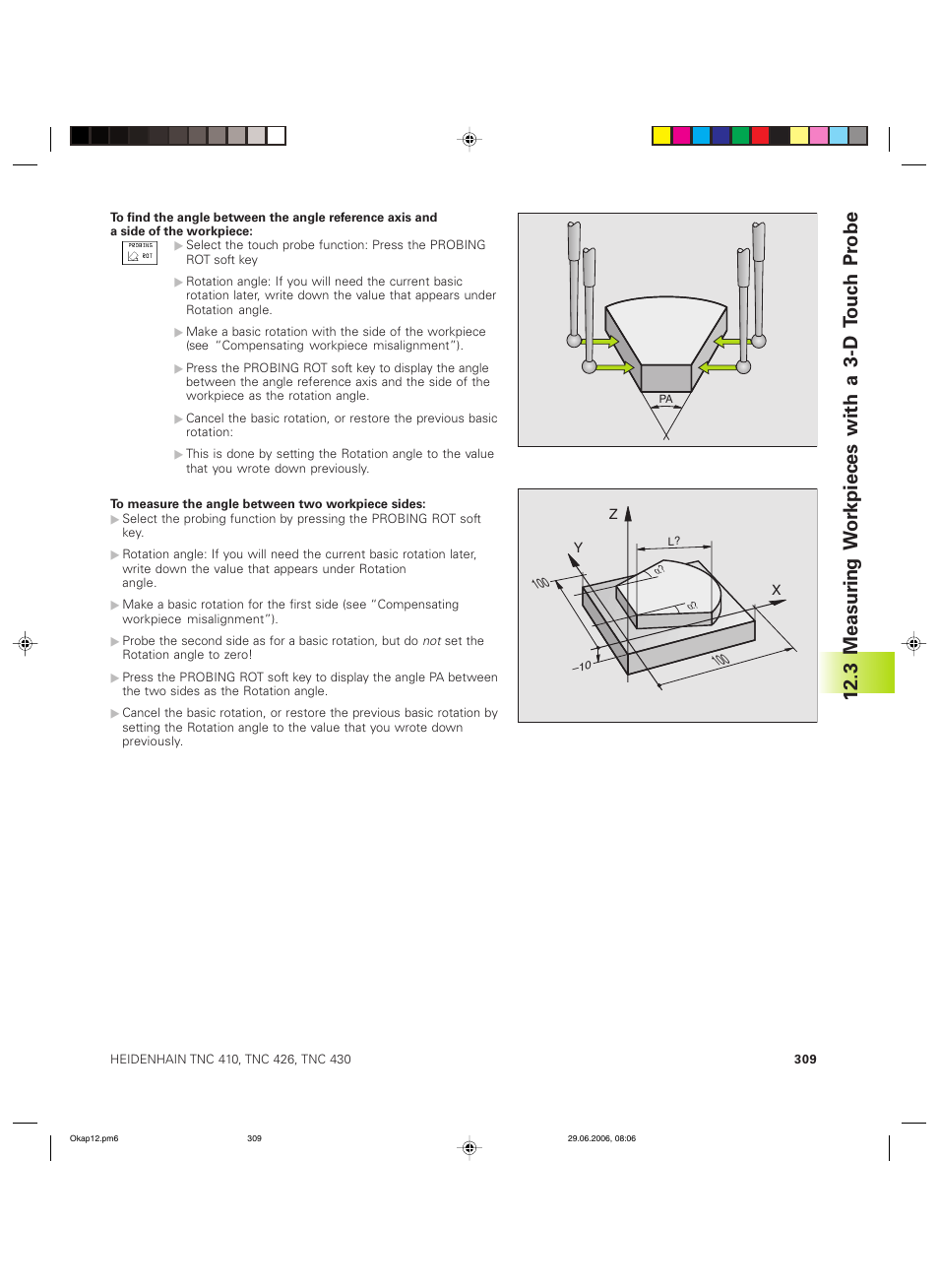 3 measur ing w o rkpieces with a 3-d touc h p robe | HEIDENHAIN TNC 426B (280 472) ISO programming User Manual | Page 324 / 389
