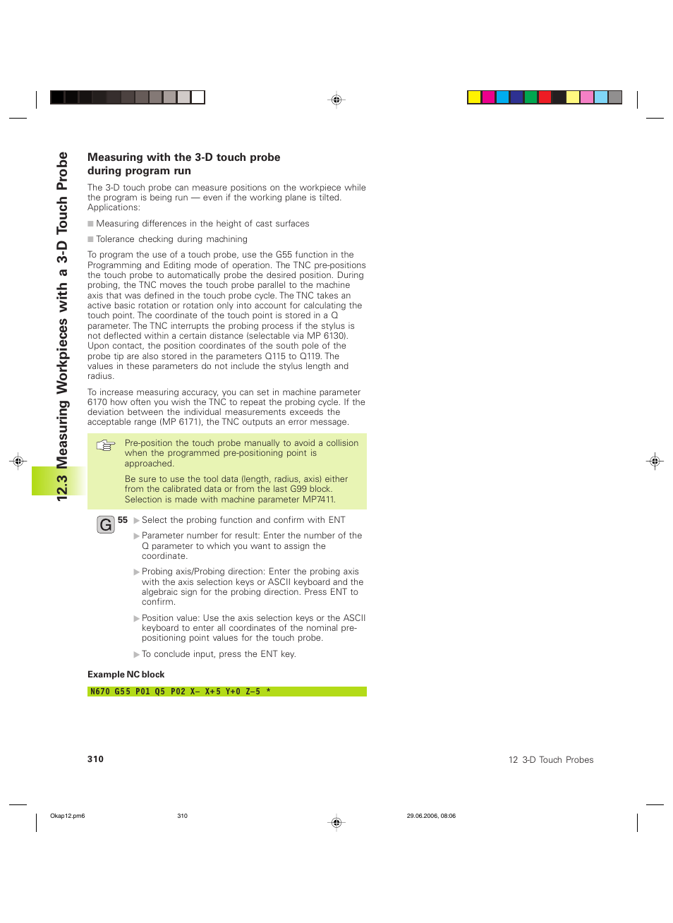 3 measur ing w o rkpieces with a 3-d touc h p robe | HEIDENHAIN TNC 426B (280 472) ISO programming User Manual | Page 325 / 389