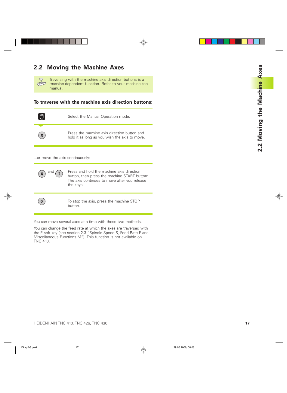 2 moving the machine axes | HEIDENHAIN TNC 426B (280 472) ISO programming User Manual | Page 33 / 389
