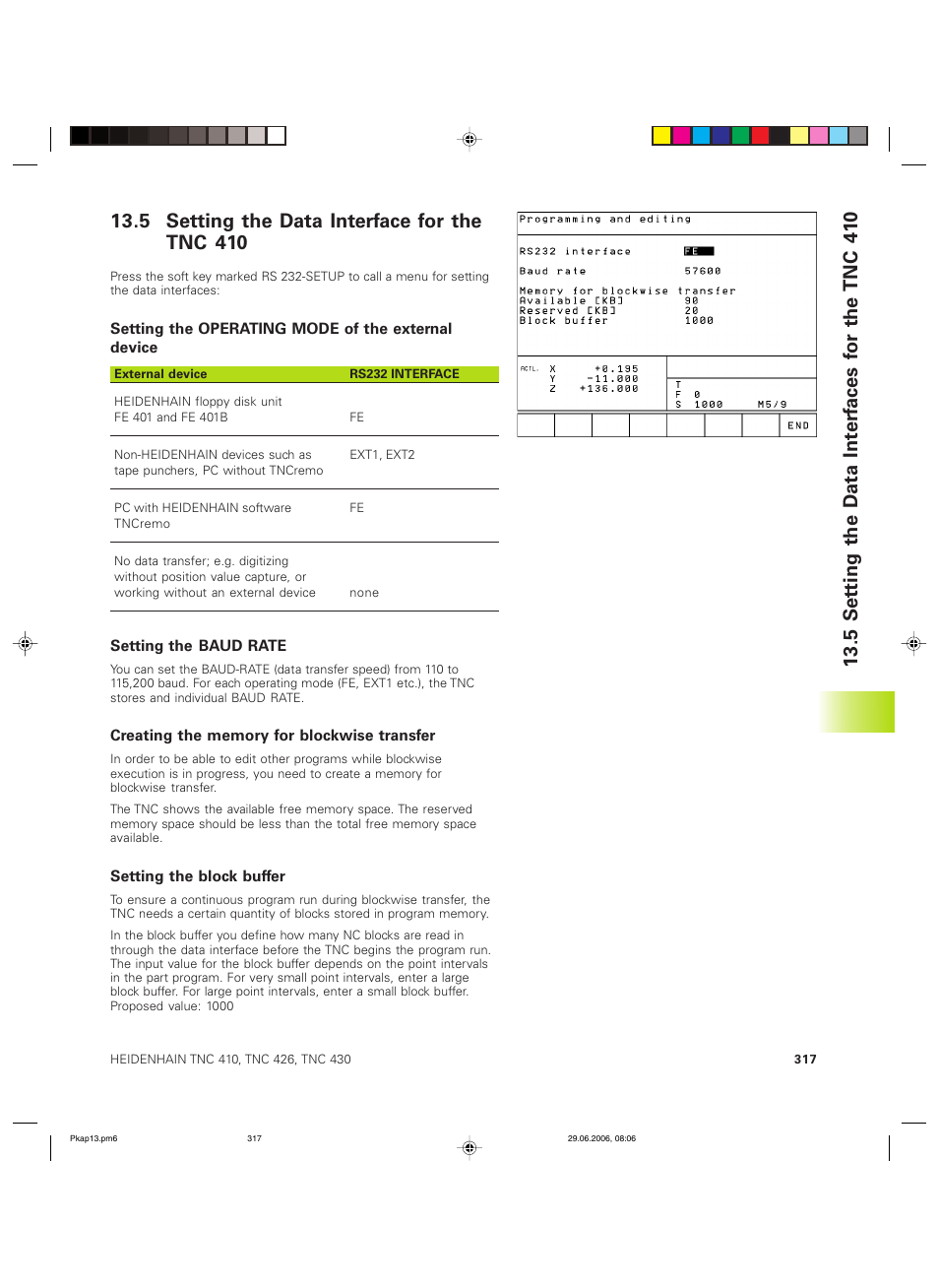 5 setting the data interface for the tnc 410 | HEIDENHAIN TNC 426B (280 472) ISO programming User Manual | Page 332 / 389