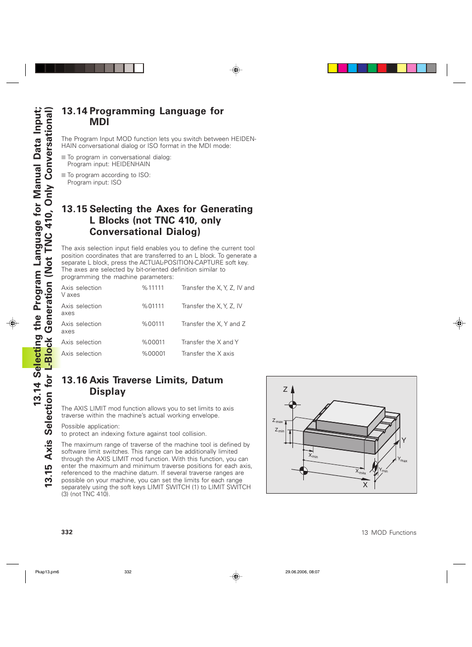 16 axis traverse limits, datum display | HEIDENHAIN TNC 426B (280 472) ISO programming User Manual | Page 347 / 389