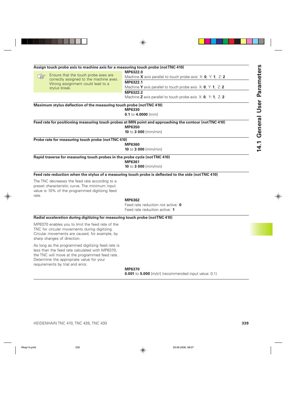1 gener al user p ar amet ers | HEIDENHAIN TNC 426B (280 472) ISO programming User Manual | Page 354 / 389