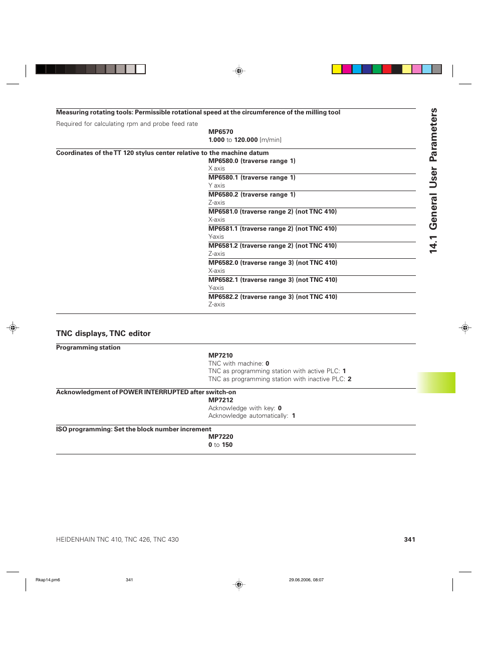 1 gener al user p ar amet ers | HEIDENHAIN TNC 426B (280 472) ISO programming User Manual | Page 356 / 389