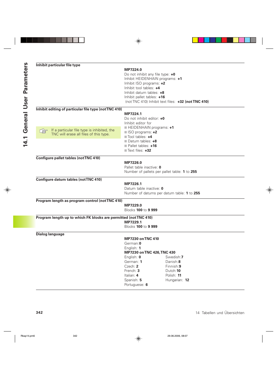 1 gener al user p ar amet ers | HEIDENHAIN TNC 426B (280 472) ISO programming User Manual | Page 357 / 389