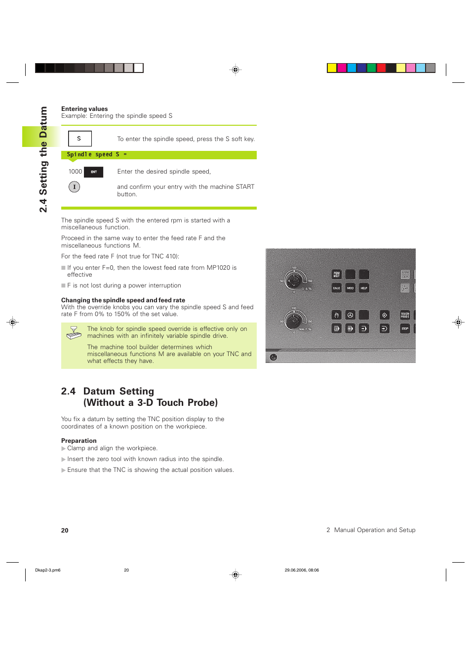 4 datum setting (without a 3-d touch probe), 4 setting the datum | HEIDENHAIN TNC 426B (280 472) ISO programming User Manual | Page 36 / 389