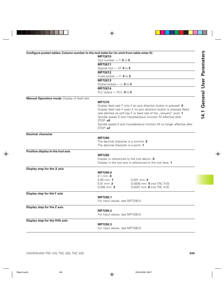 1 gener al user p ar amet ers | HEIDENHAIN TNC 426B (280 472) ISO programming User Manual | Page 360 / 389