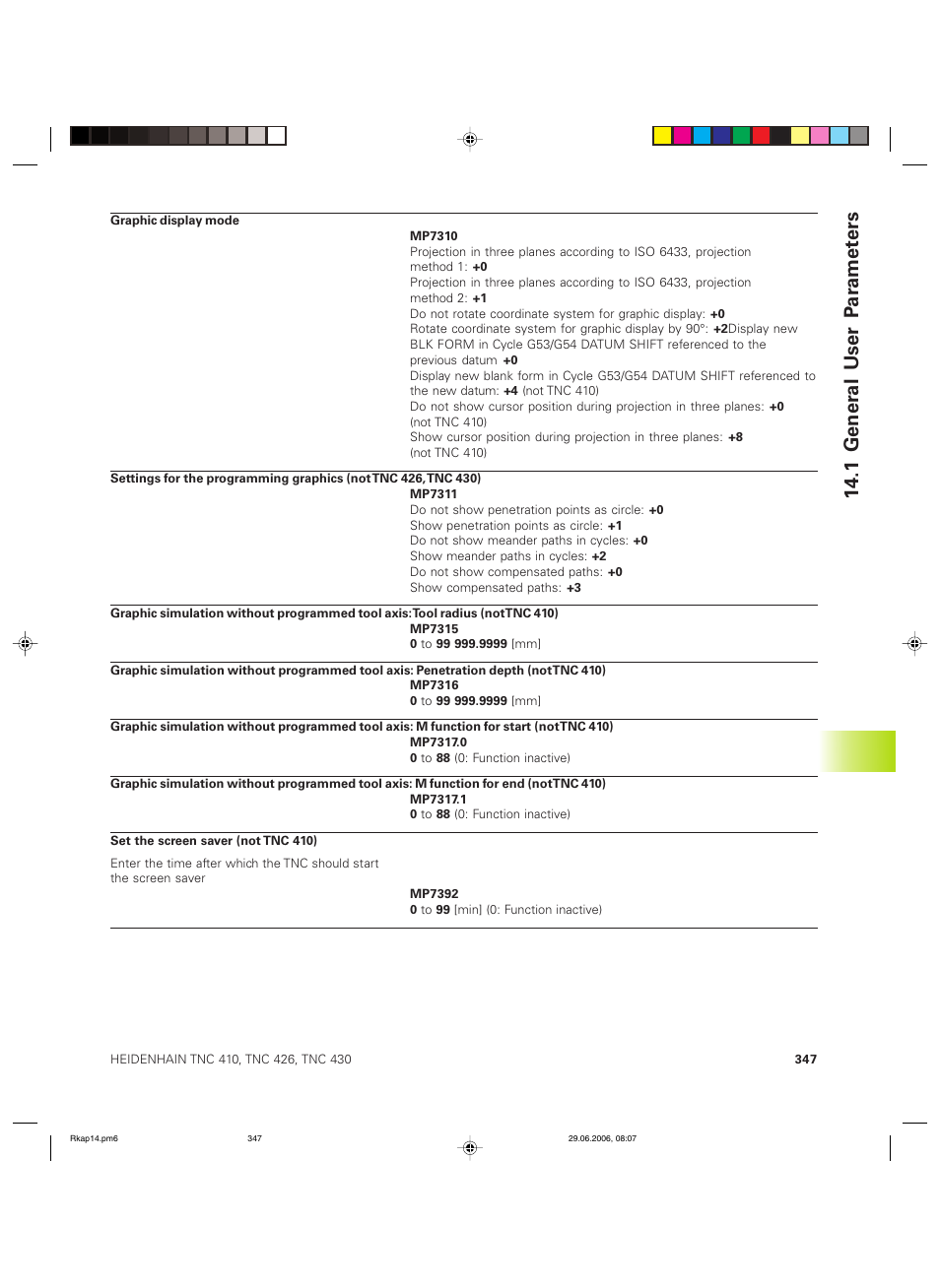 1 gener al user p ar amet ers | HEIDENHAIN TNC 426B (280 472) ISO programming User Manual | Page 362 / 389