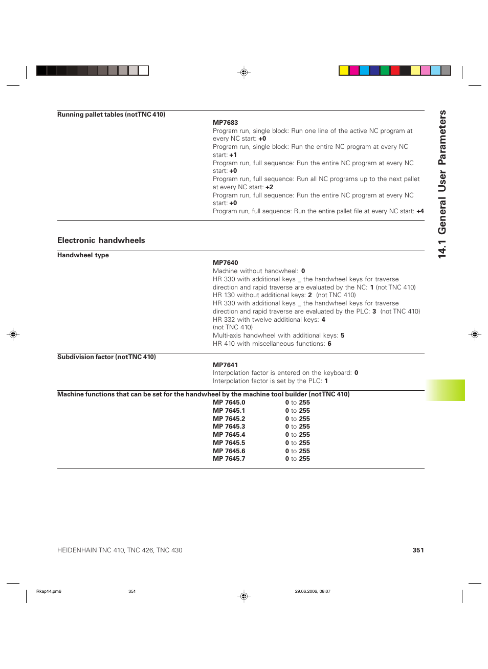 1 gener al user p ar amet ers | HEIDENHAIN TNC 426B (280 472) ISO programming User Manual | Page 366 / 389
