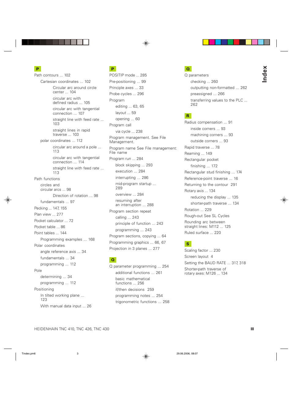 Index | HEIDENHAIN TNC 426B (280 472) ISO programming User Manual | Page 382 / 389