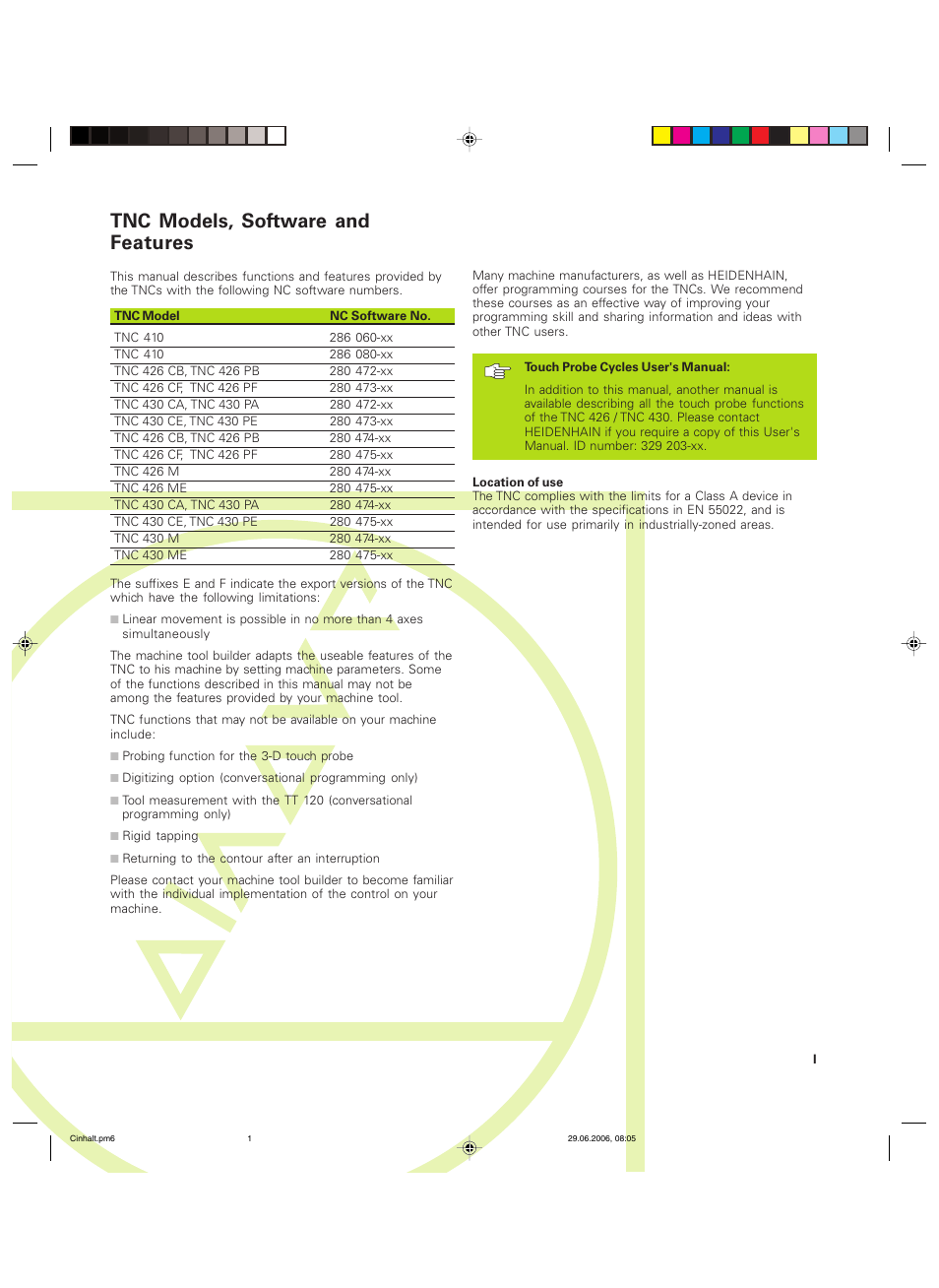 HEIDENHAIN TNC 426B (280 472) ISO programming User Manual | Page 5 / 389