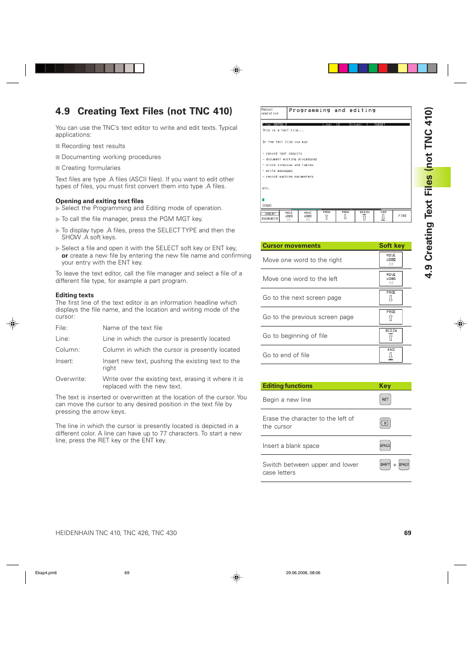 9 creating text files (not tnc 410), 9 cr eating t ext files (not tnc 41 0) | HEIDENHAIN TNC 426B (280 472) ISO programming User Manual | Page 85 / 389