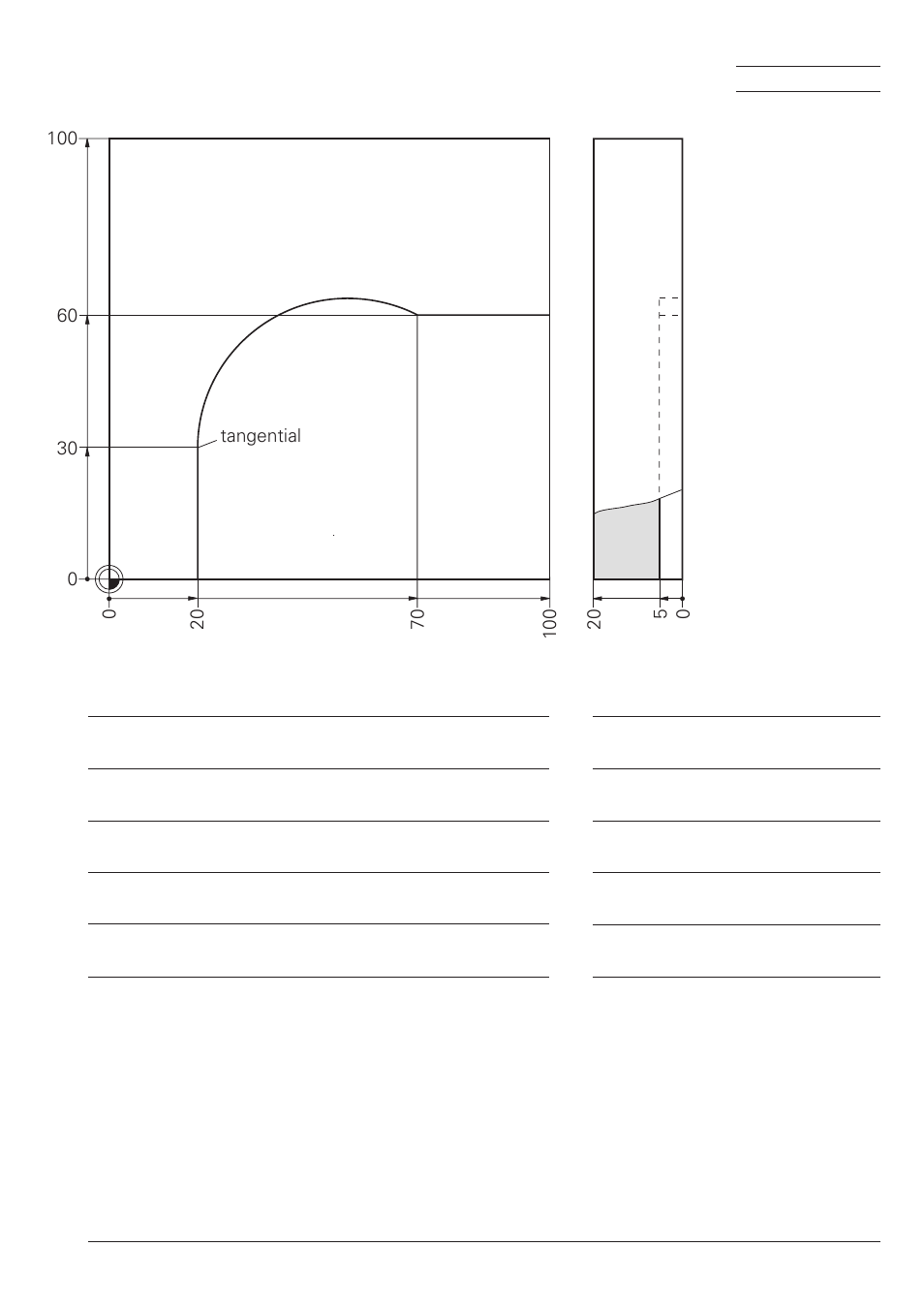 Tangential contour connection, Task: program(s), Tangential contour connection (cartesian) | HEIDENHAIN TNC 426B (280 472) Training ISO programming User Manual | Page 14 / 59