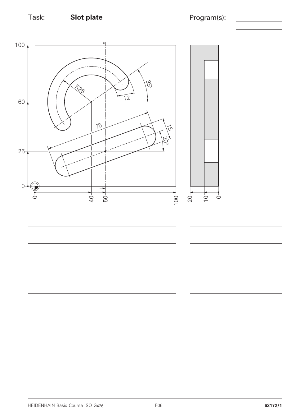 Slot plate, Task: program(s) | HEIDENHAIN TNC 426B (280 472) Training ISO programming User Manual | Page 28 / 59
