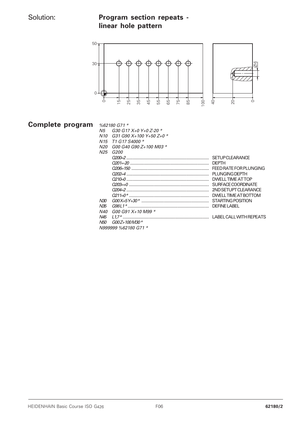 Solution, Complete program | HEIDENHAIN TNC 426B (280 472) Training ISO programming User Manual | Page 34 / 59