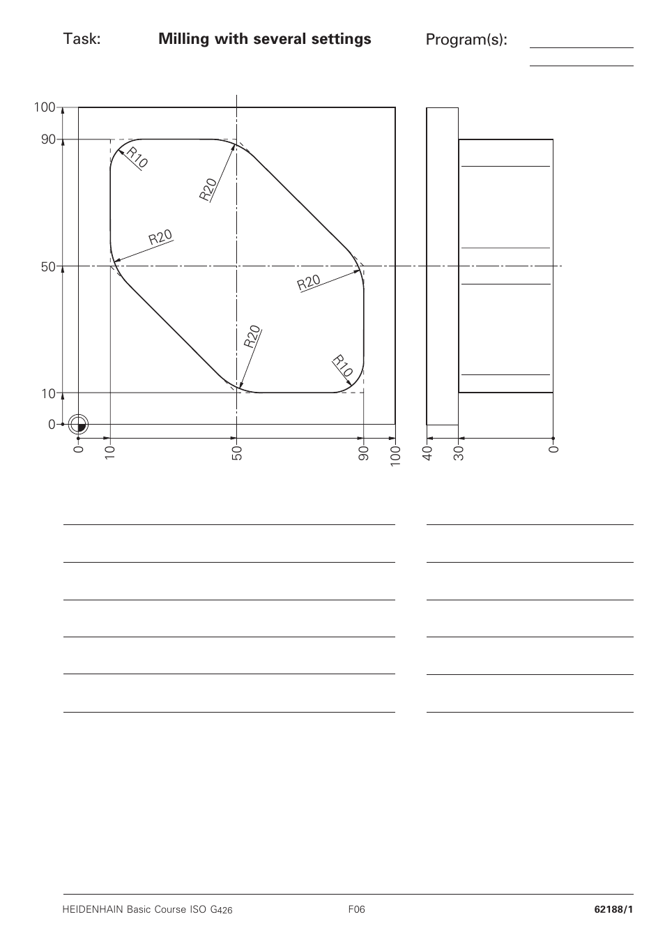 Milling with several settings, Task: program(s) | HEIDENHAIN TNC 426B (280 472) Training ISO programming User Manual | Page 46 / 59